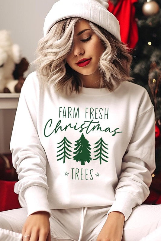 Farm Fresh Christmas Trees Fleece Sweatshirts-Charmful Clothing Boutique