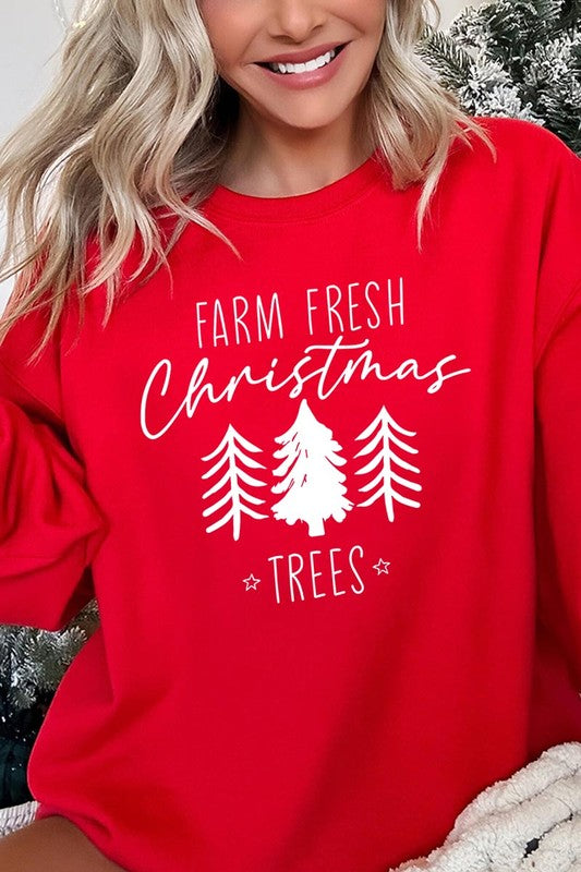 Farm Fresh Christmas Trees Fleece Sweatshirts-Charmful Clothing Boutique