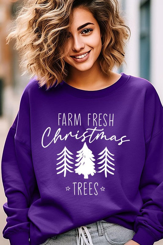 Farm Fresh Christmas Trees Fleece Sweatshirts-Charmful Clothing Boutique