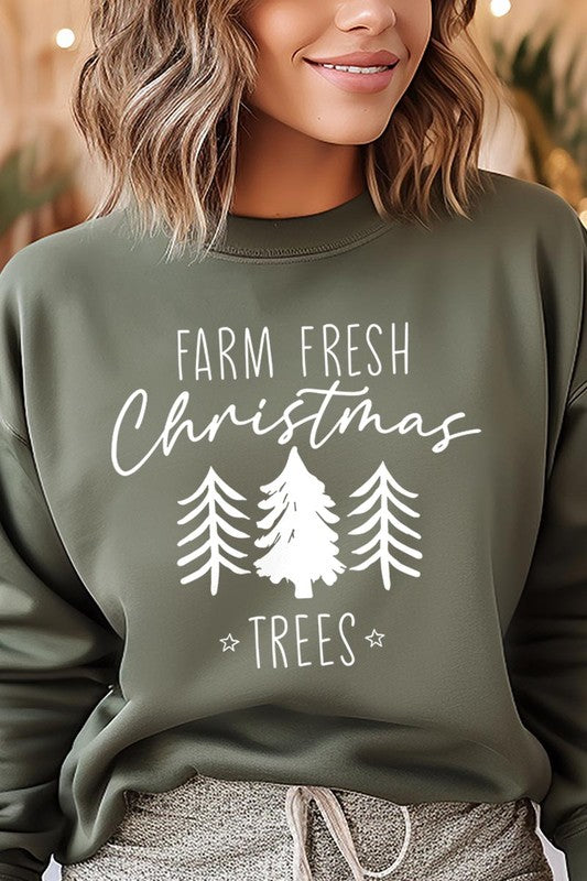 Farm Fresh Christmas Trees Fleece Sweatshirts-Charmful Clothing Boutique