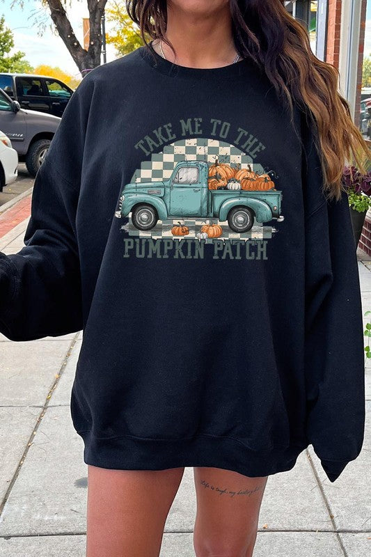 Take Me To The Pumpkin Patch Fleece Sweatshirts-Charmful Clothing Boutique