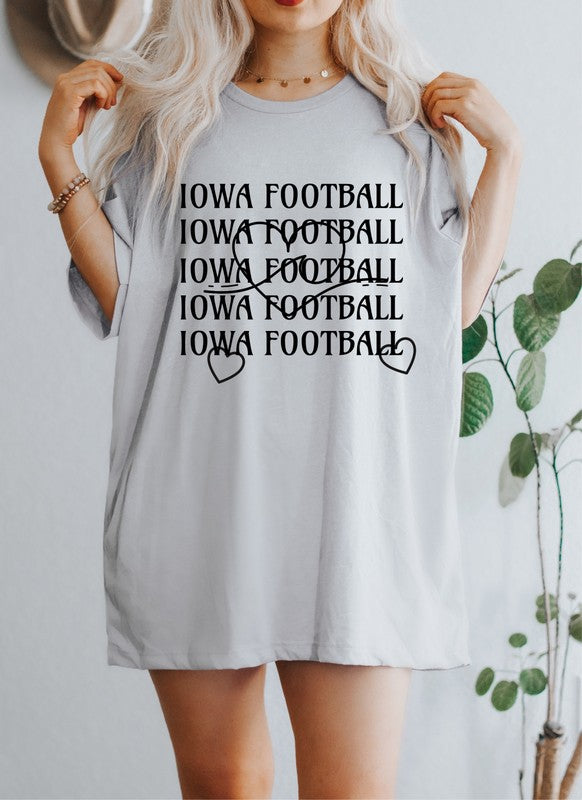 Iowa Football Wave Heart Graphic Crew Tee-Charmful Clothing Boutique