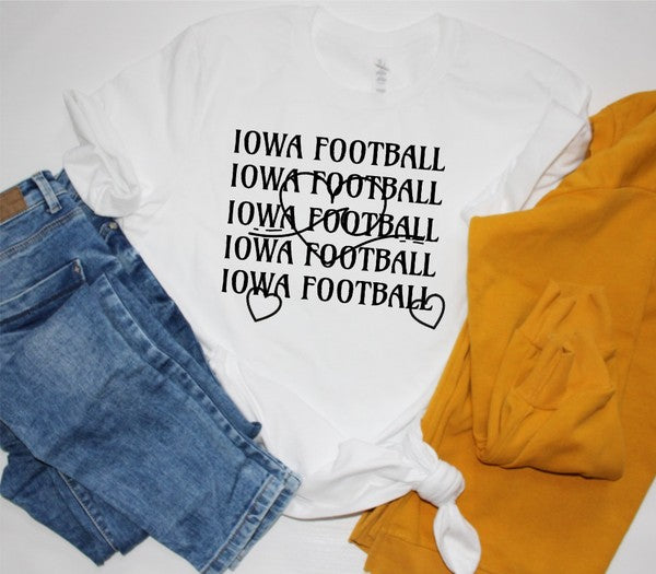 Iowa Football Wave Heart Graphic Crew Tee-Charmful Clothing Boutique