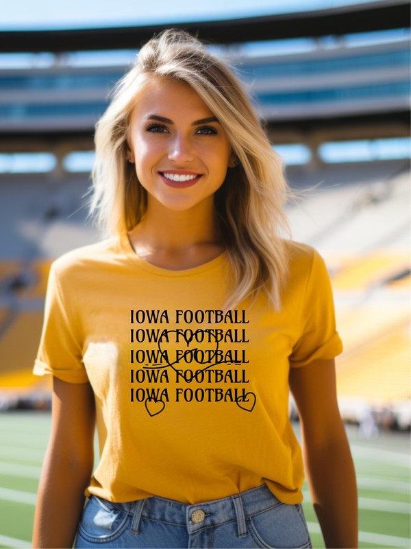 Iowa Football Wave Heart Graphic Crew Tee-Charmful Clothing Boutique