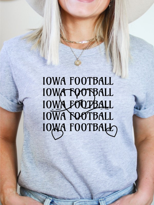 Iowa Football Wave Heart Graphic Crew Tee-Charmful Clothing Boutique