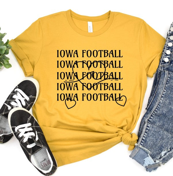 Iowa Football Wave Heart Graphic Crew Tee-Charmful Clothing Boutique