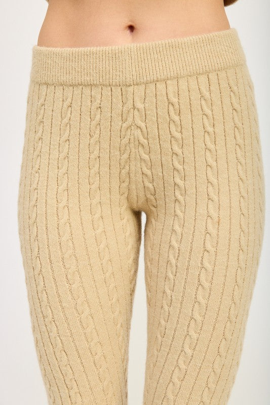 CABLE KNIT FLARED PANTS-Charmful Clothing Boutique