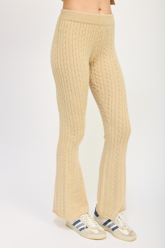 CABLE KNIT FLARED PANTS-Charmful Clothing Boutique