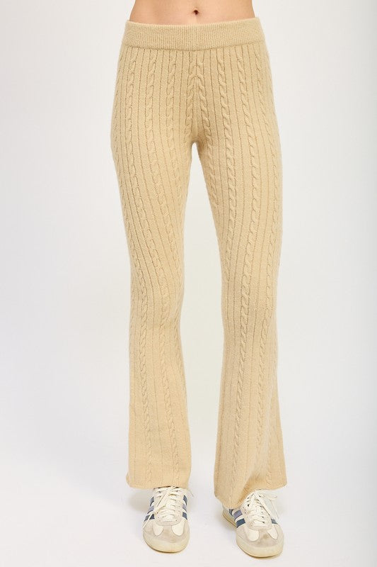 CABLE KNIT FLARED PANTS-Charmful Clothing Boutique