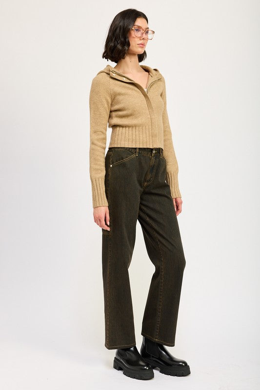 CROPPED HOODIE ZIP UP-Charmful Clothing Boutique