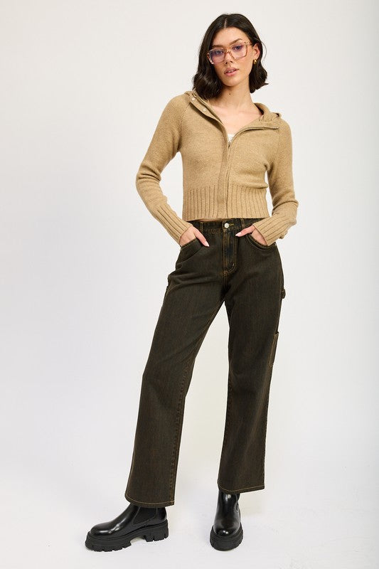 CROPPED HOODIE ZIP UP-Charmful Clothing Boutique
