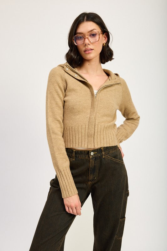 CROPPED HOODIE ZIP UP-Charmful Clothing Boutique