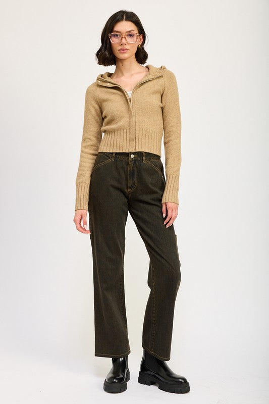 CROPPED HOODIE ZIP UP-Charmful Clothing Boutique