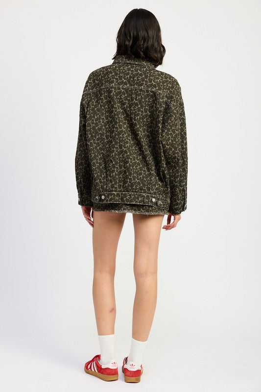OVERSIZED PRINTED DENIM JACKET-Charmful Clothing Boutique