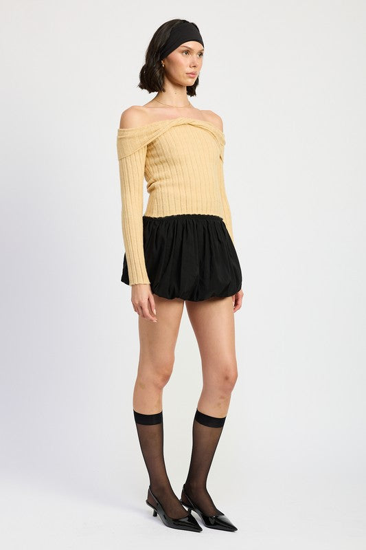 OFF SHOULDER SWEATER TOP-Charmful Clothing Boutique