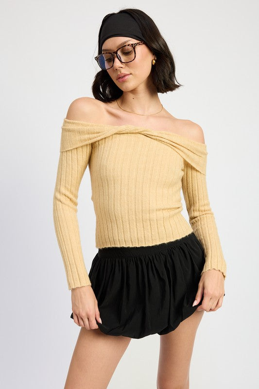 OFF SHOULDER SWEATER TOP-Charmful Clothing Boutique