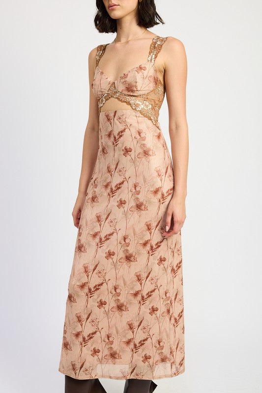 LACE CONTRAST MAXI DRESS-Charmful Clothing Boutique