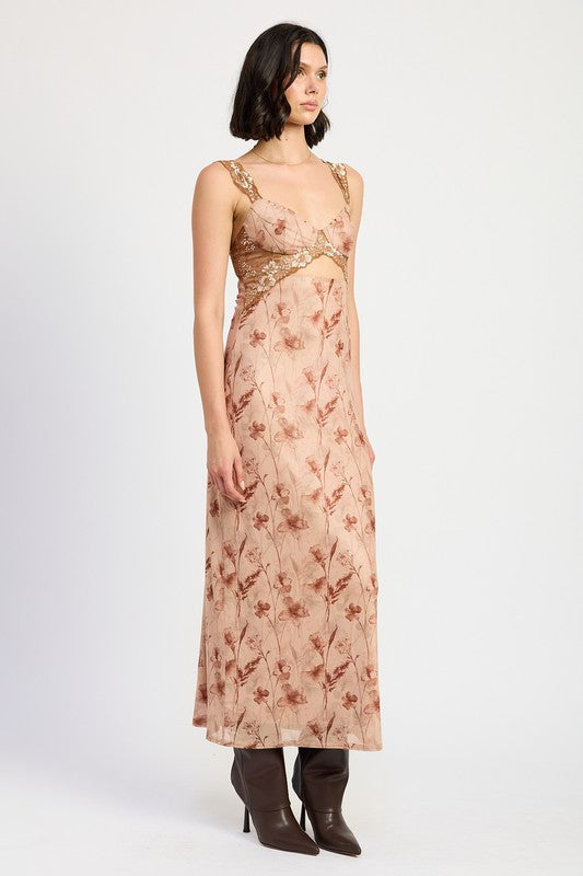 LACE CONTRAST MAXI DRESS-Charmful Clothing Boutique