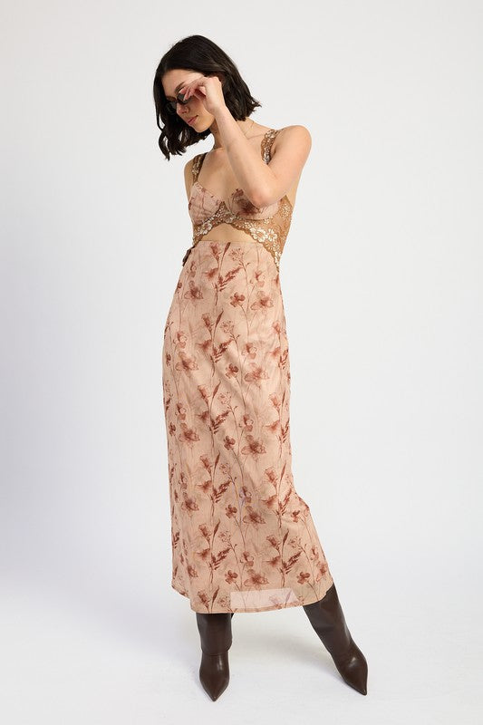 LACE CONTRAST MAXI DRESS-Charmful Clothing Boutique