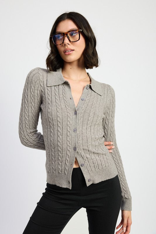 CABLE KNIT CARDIGAN TOP-Charmful Clothing Boutique