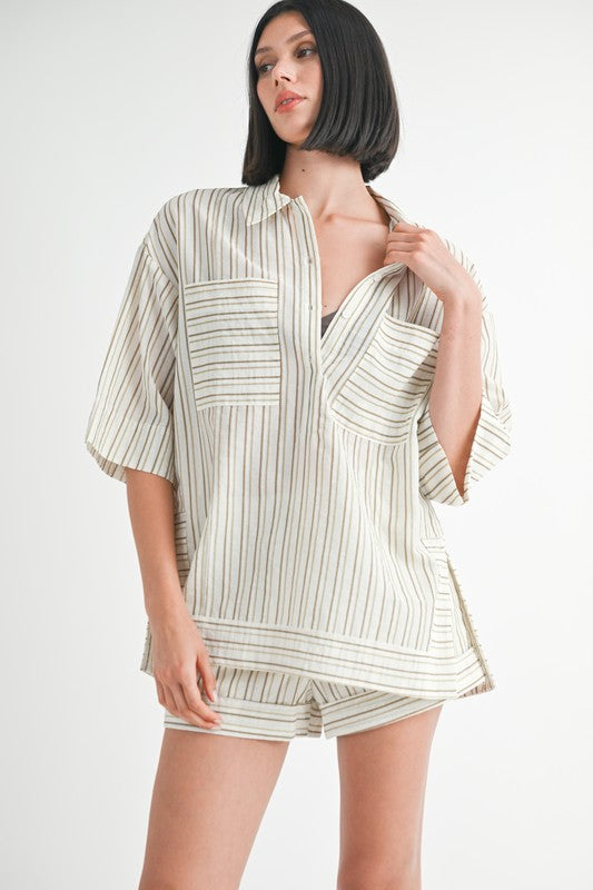 STRIPE OVERSIZED TUNIC TOP-Charmful Clothing Boutique
