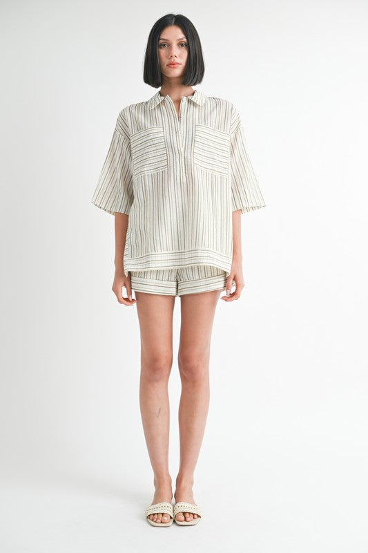 STRIPE OVERSIZED TUNIC TOP-Charmful Clothing Boutique