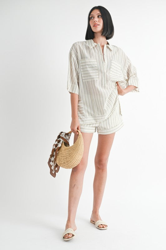 STRIPE OVERSIZED TUNIC TOP-Charmful Clothing Boutique