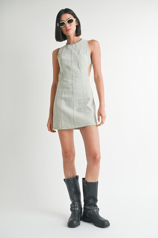 BODYCON MINI DRESS WITH BACK CUTOUT-Charmful Clothing Boutique