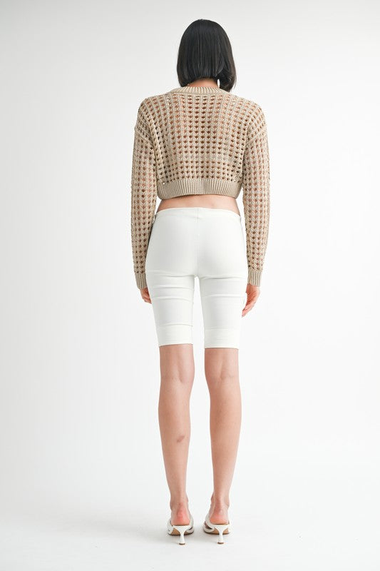 ROUND NECK KNITTED CROP SWEATER TOP-Charmful Clothing Boutique