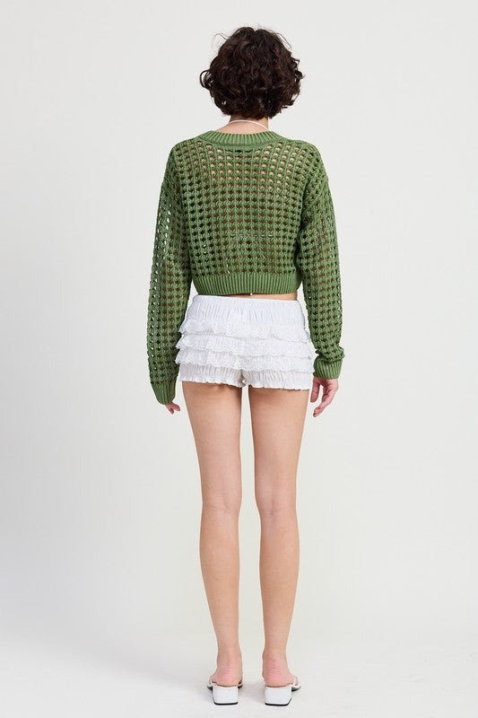 ROUND NECK KNITTED CROP SWEATER TOP-Charmful Clothing Boutique