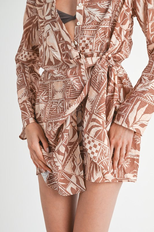 WRAPPED BUTTON UP MINI DRESS-Charmful Clothing Boutique