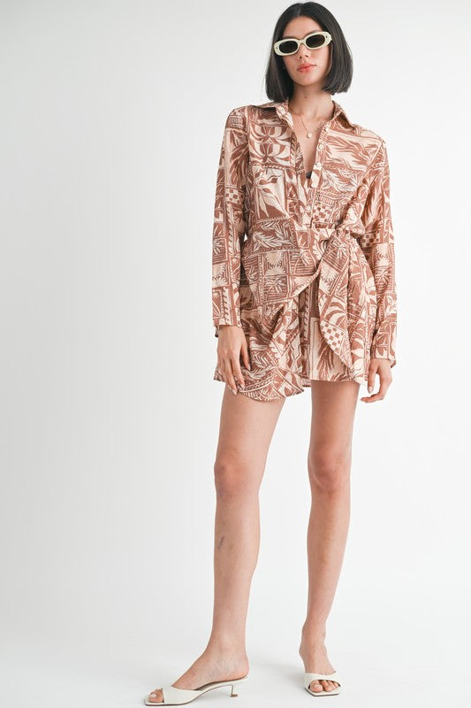 WRAPPED BUTTON UP MINI DRESS-Charmful Clothing Boutique