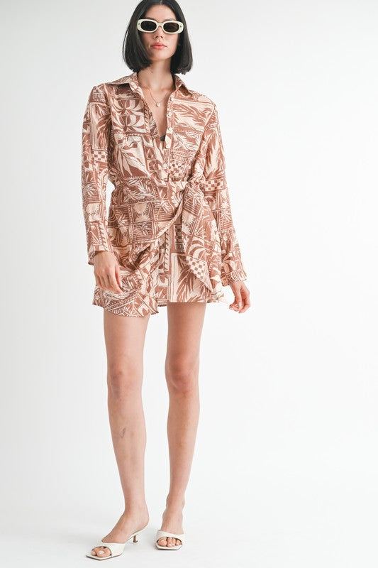 WRAPPED BUTTON UP MINI DRESS-Charmful Clothing Boutique