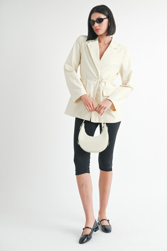 BLAZER WITH WAIST BELT-Charmful Clothing Boutique