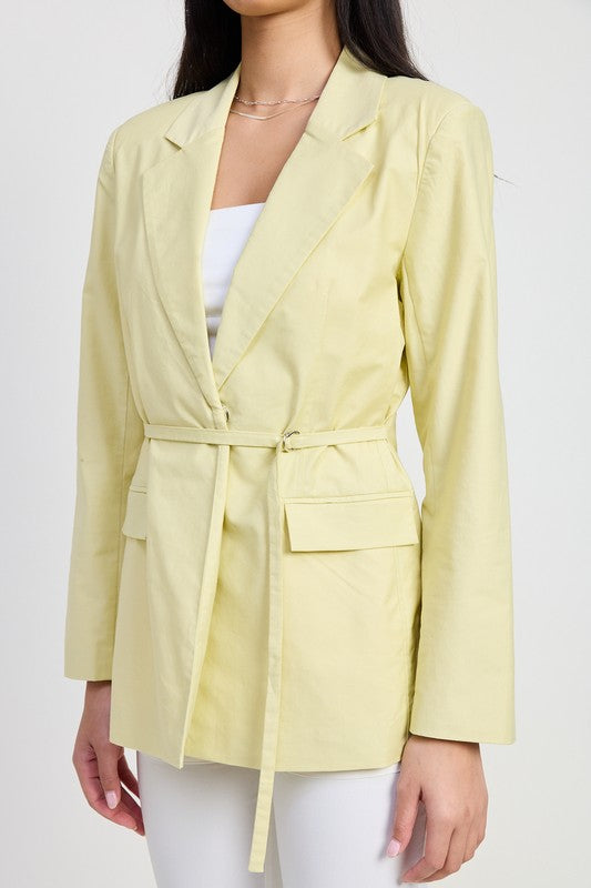 BLAZER WITH WAIST BELT-Charmful Clothing Boutique