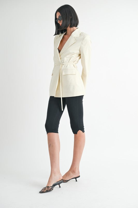 BLAZER WITH WAIST BELT-Charmful Clothing Boutique