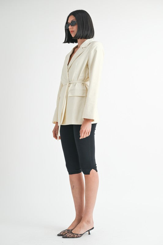 BLAZER WITH WAIST BELT-Charmful Clothing Boutique