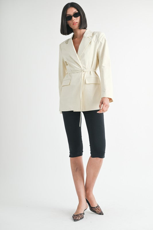 BLAZER WITH WAIST BELT-Charmful Clothing Boutique