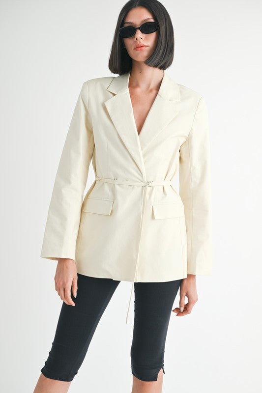 BLAZER WITH WAIST BELT-Charmful Clothing Boutique