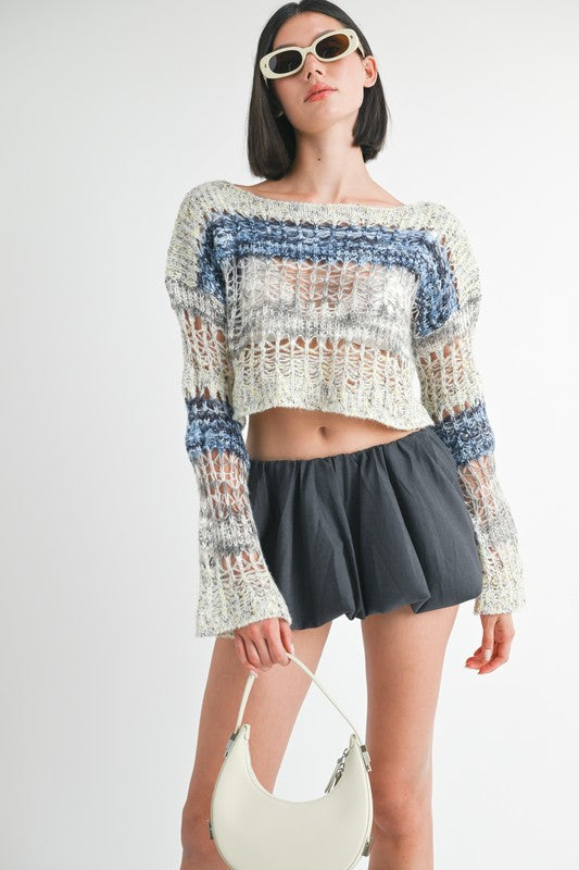 LOOSE KNITTED CROP SWEATER-Charmful Clothing Boutique