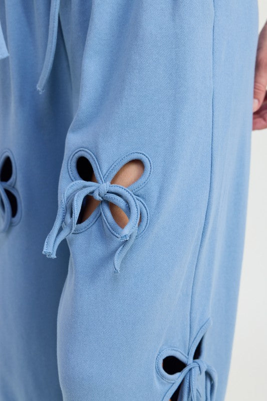 FRENCH TERRY PANTS WITH CUTOUT DETAIL-Charmful Clothing Boutique