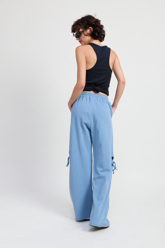FRENCH TERRY PANTS WITH CUTOUT DETAIL-Charmful Clothing Boutique