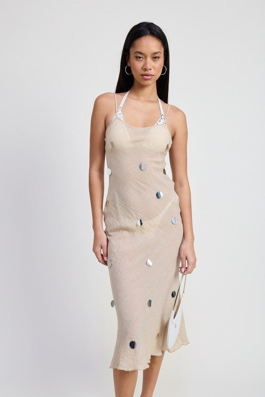 SQUARE NECK MIDI BIAS DRESS-Charmful Clothing Boutique