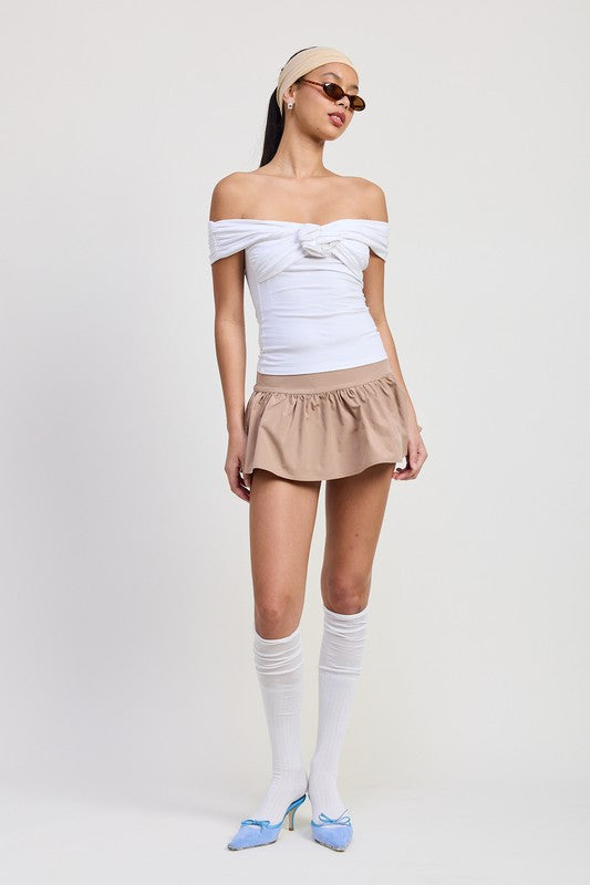OFF SHOULDER ROSETTE TOP-Charmful Clothing Boutique