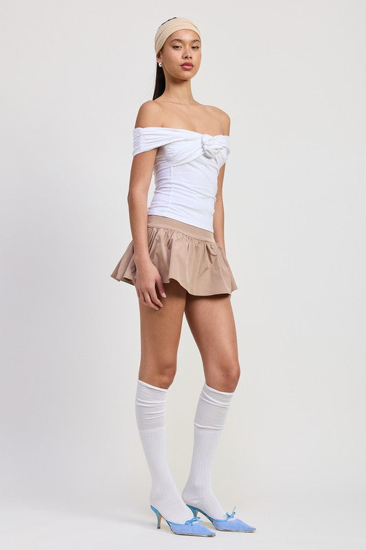 OFF SHOULDER ROSETTE TOP-Charmful Clothing Boutique