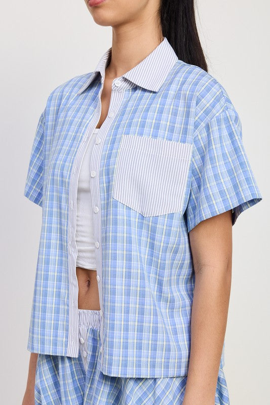 MIX MEDIA OVERSIZED SHIRT-Charmful Clothing Boutique