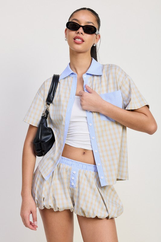MIX MEDIA OVERSIZED SHIRT-Charmful Clothing Boutique