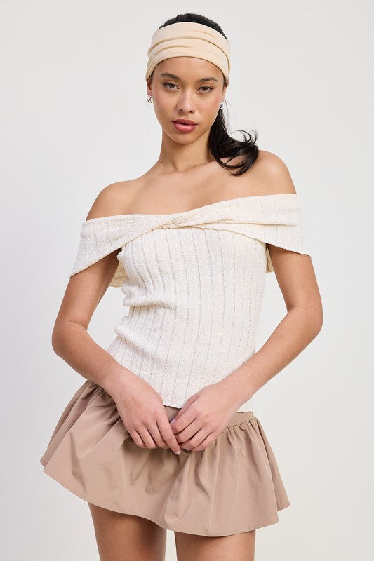 OFF SHOULDER SWEATER TOP-Charmful Clothing Boutique