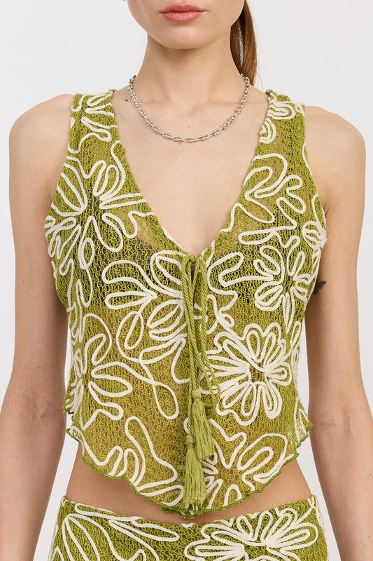 PRINTED SLEEVELESS KNIT VEST-Charmful Clothing Boutique