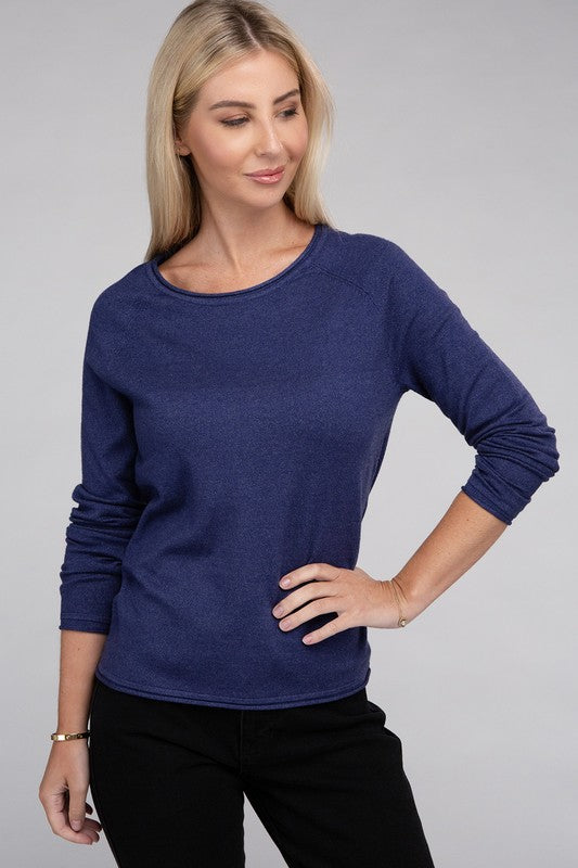 Viscose Round Neck Basic Sweater-Charmful Clothing Boutique